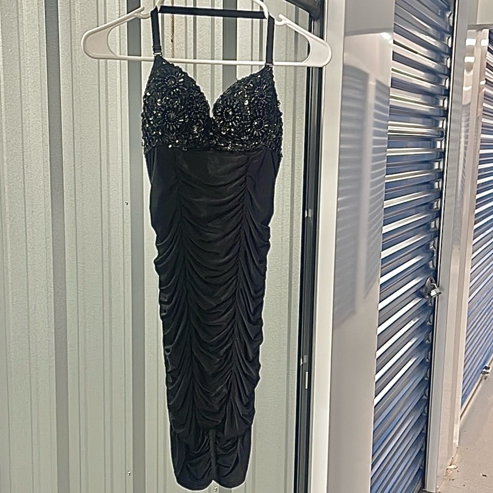 Little Black Dress w/ Crystal & Sequin Top & Super Silky Ruched Bottom SEE VIDEO